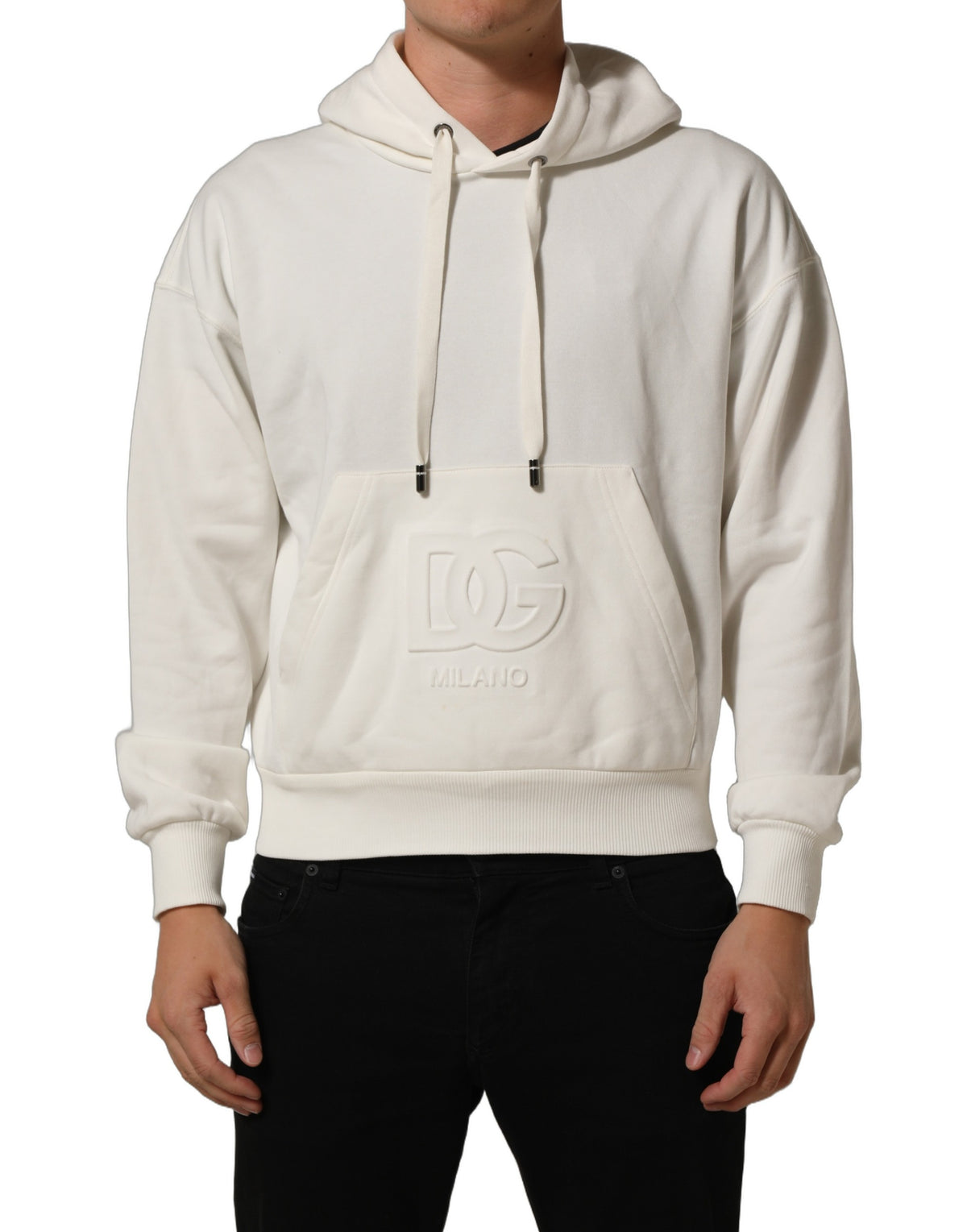 Dolce & Gabbana White Logo Hooded PulloverSweatshirt Sweater