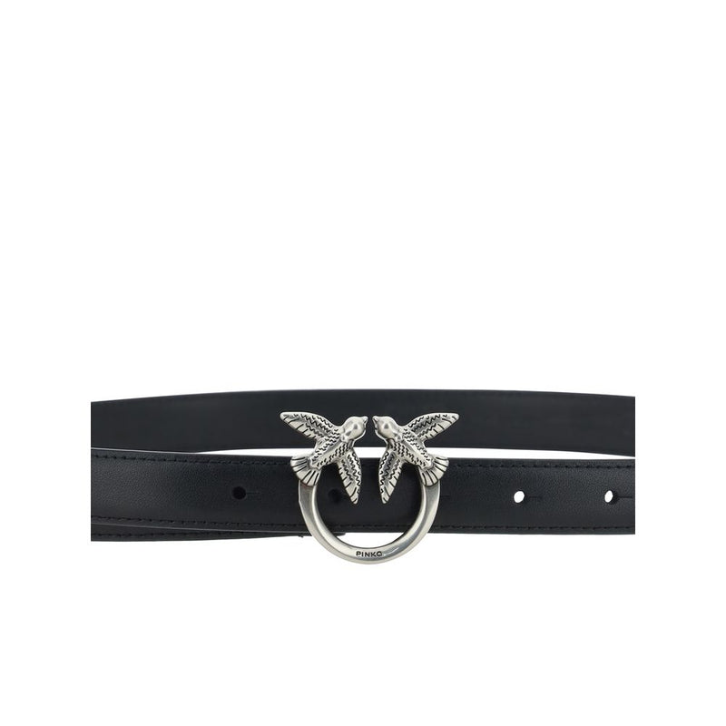 PINKO Black Calf Leather Bos Taurus Regular Belt