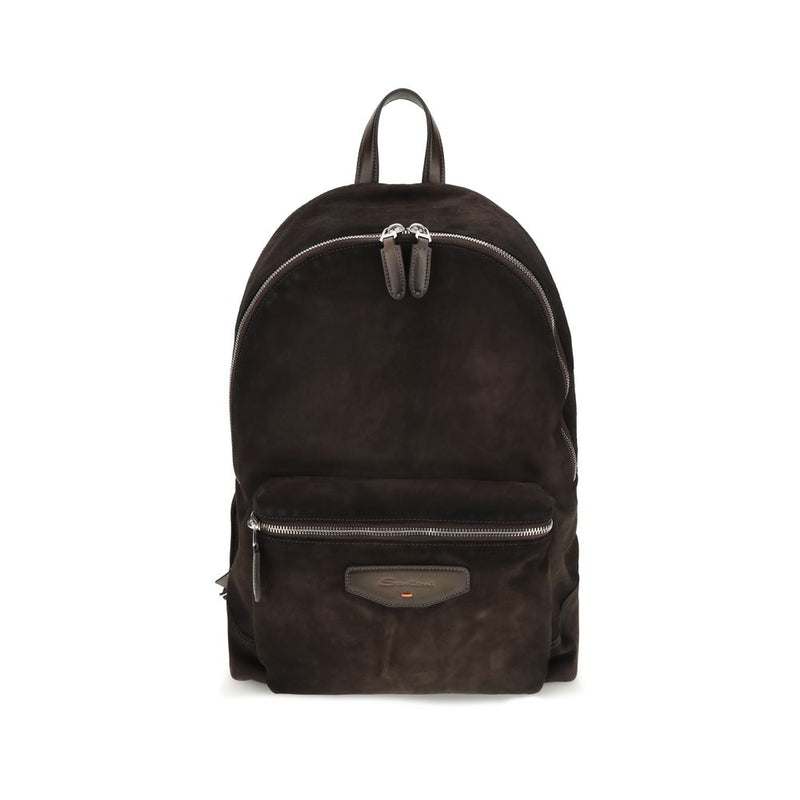 Sac à dos Santoni en cuir de veau marron Bos Taurus