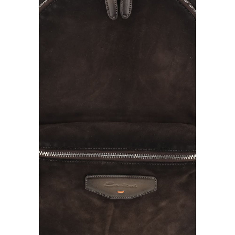 Sac à dos Santoni en cuir de veau marron Bos Taurus