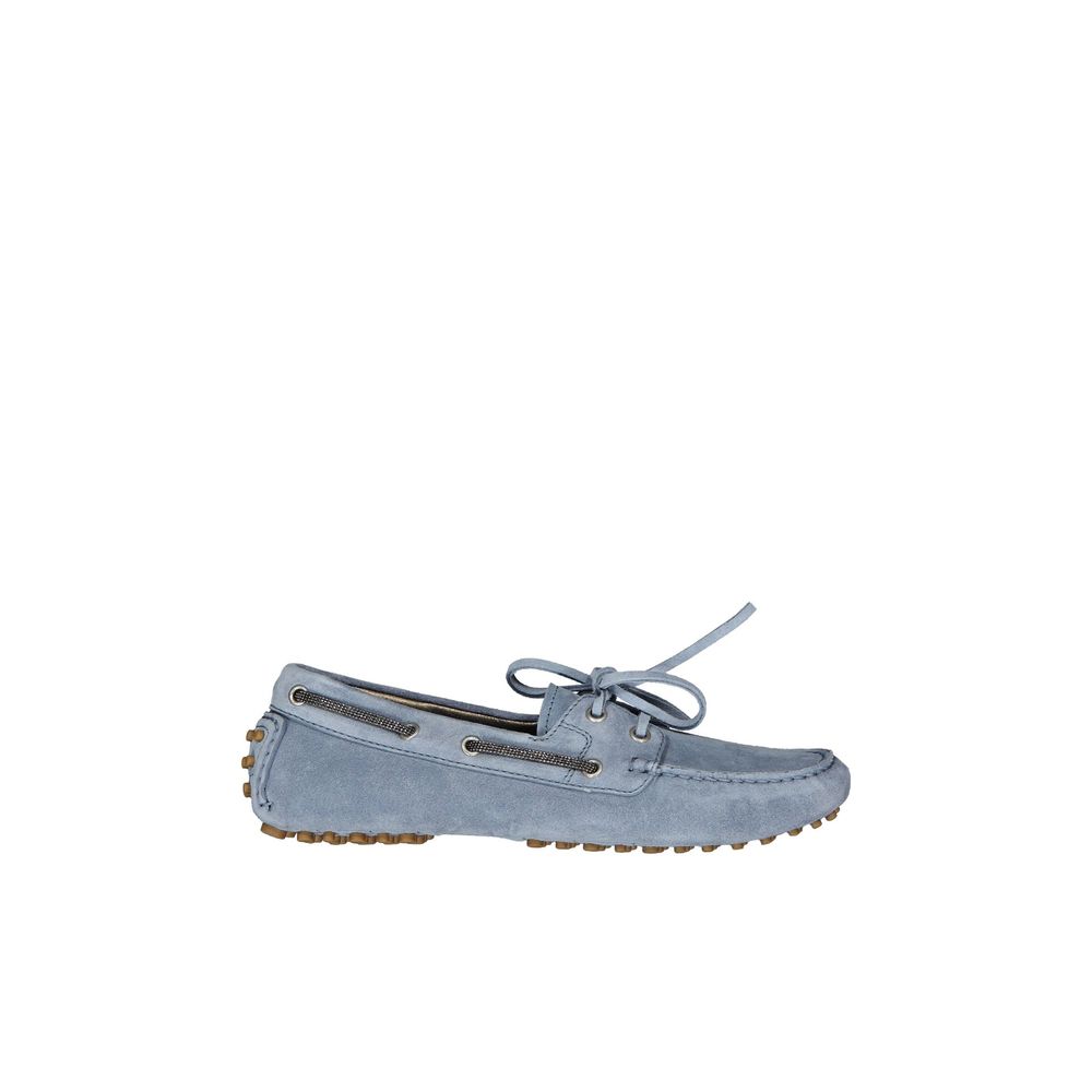 Brunello Cucinelli Blue Leather Slip-On Loafers for Women