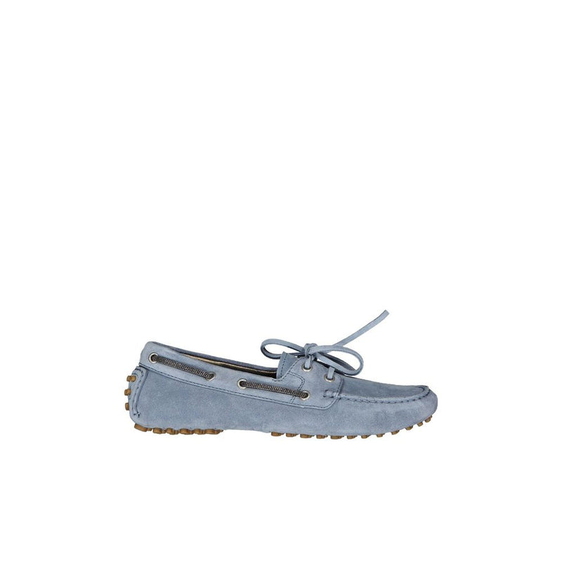 Brunello Cucinelli Blue Leather Slip-On Loafers for Women