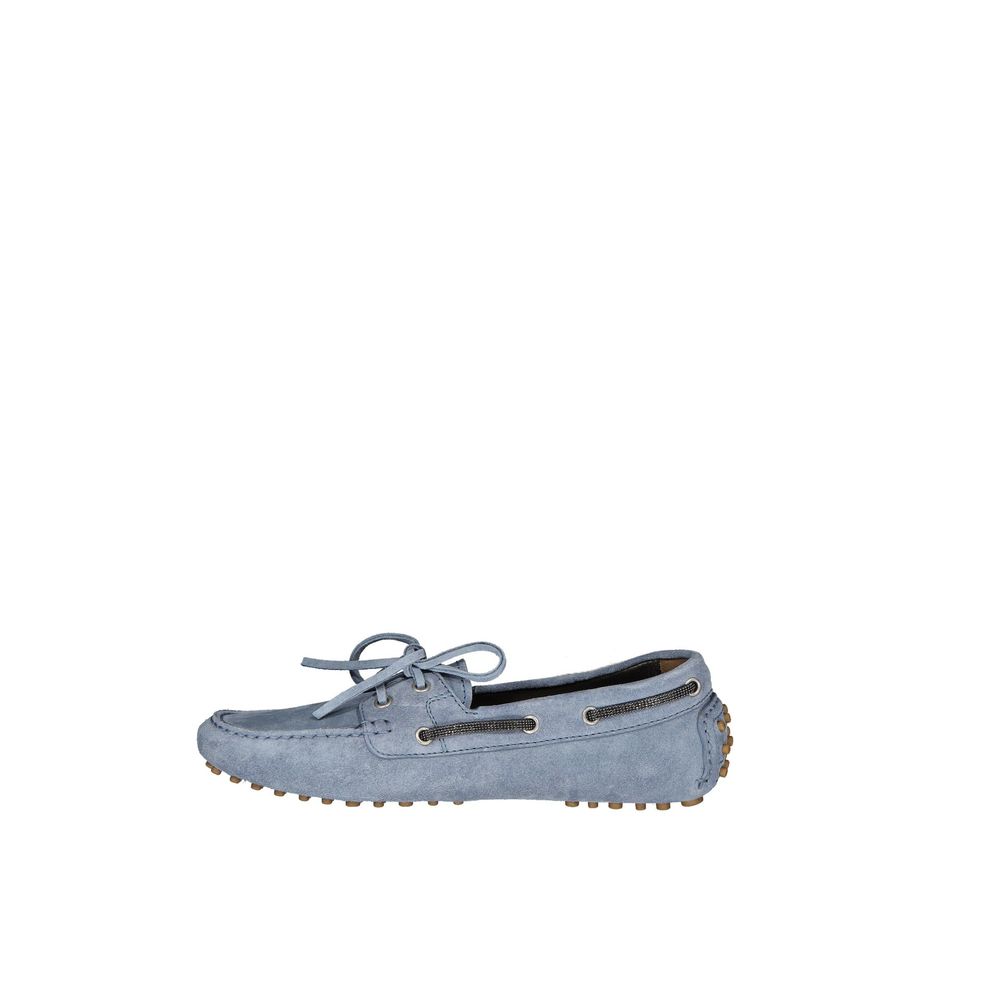 Brunello Cucinelli Blue Leather Slip-On Loafers for Women