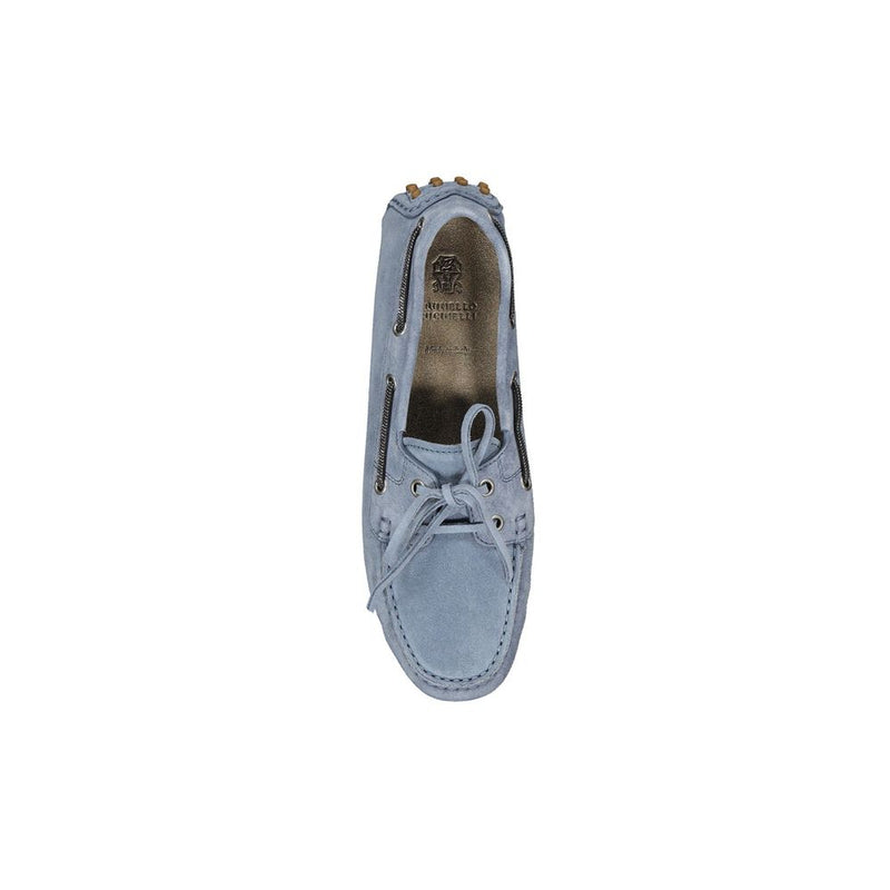 Brunello Cucinelli Blue Leather Slip-On Loafers for Women
