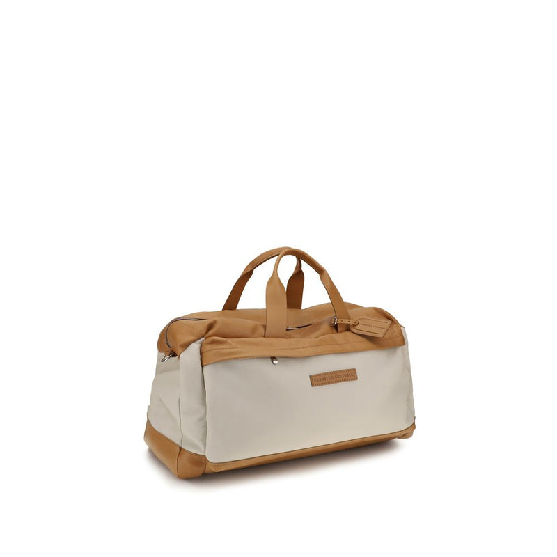 Brunello Cucinelli Beige Calf Leather Travel Bag
