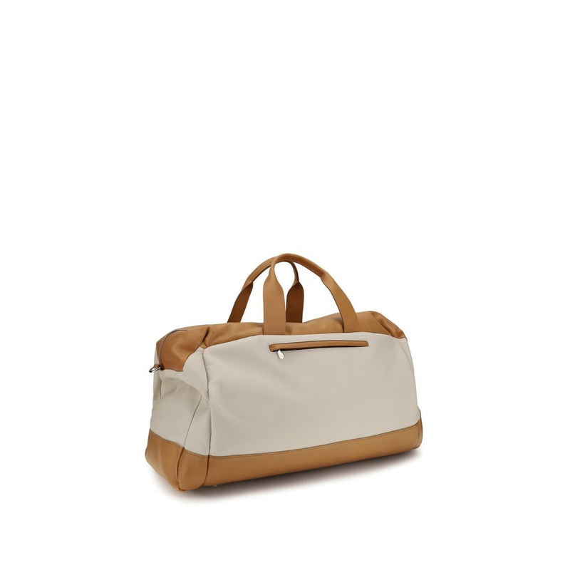 Brunello Cucinelli Beige Calf Leather Travel Bag