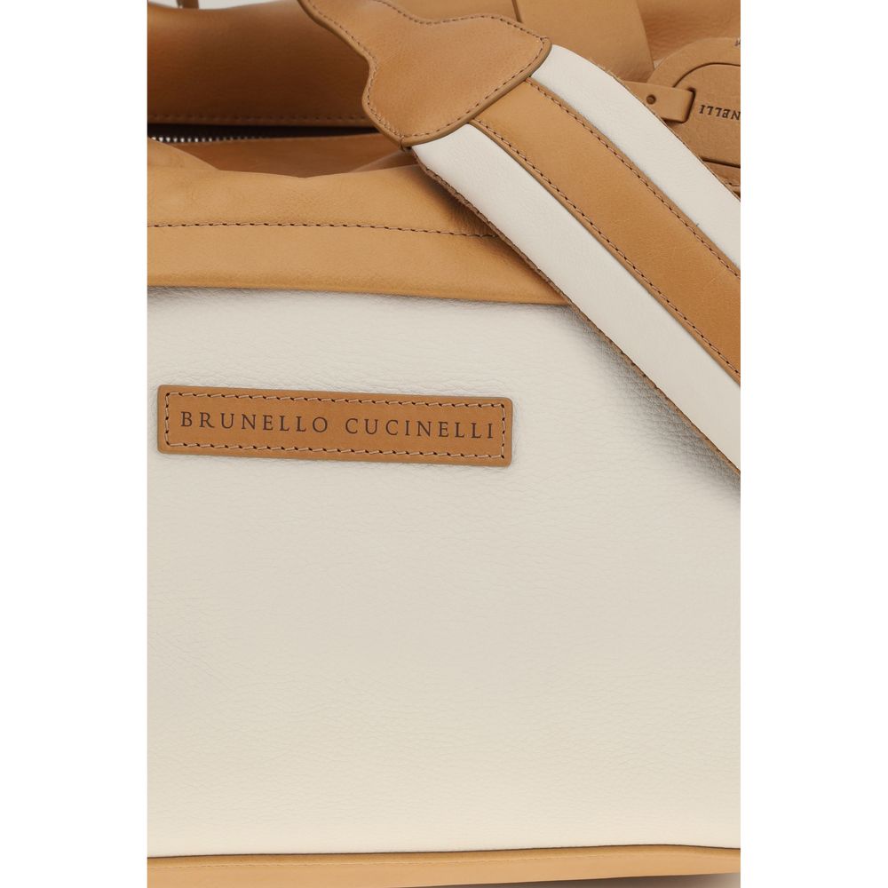 Brunello Cucinelli Beige Calf Leather Travel Bag