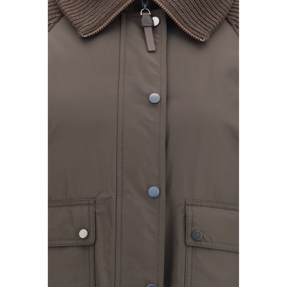 Veste longue Brunello Cucinelli en polyester marron
