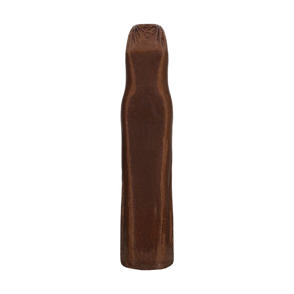 Self-Portrait Brown Polyester Cocktail Dress with Embellishments