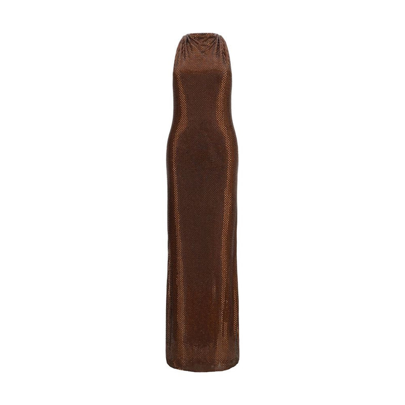 Self-Portrait Brown Polyester Cocktail Dress with Embellishments