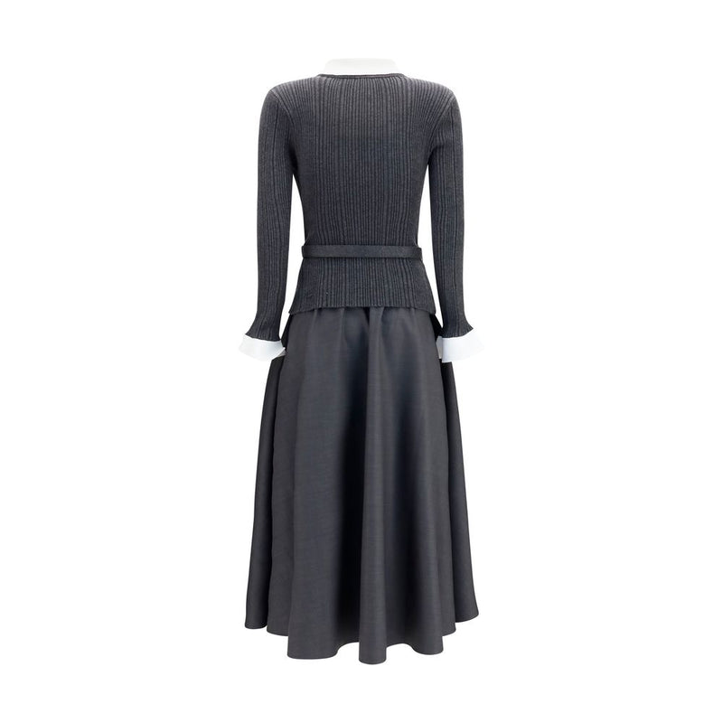 Self-Portrait Gray Polyamide Casual Dress