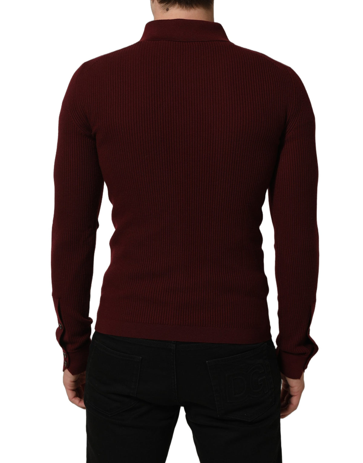 Dolce & Gabbana Burgundy Wool Button Down Cardigan Sweater