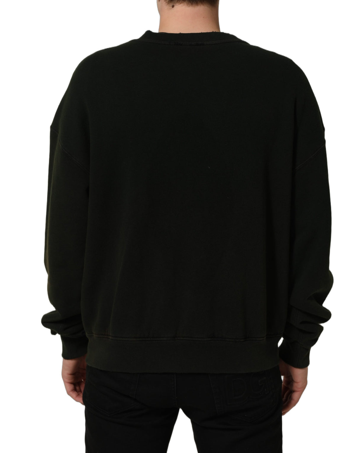 Dolce & Gabbana Black Cotton Crew Neck Men Sweatshirt Sweater