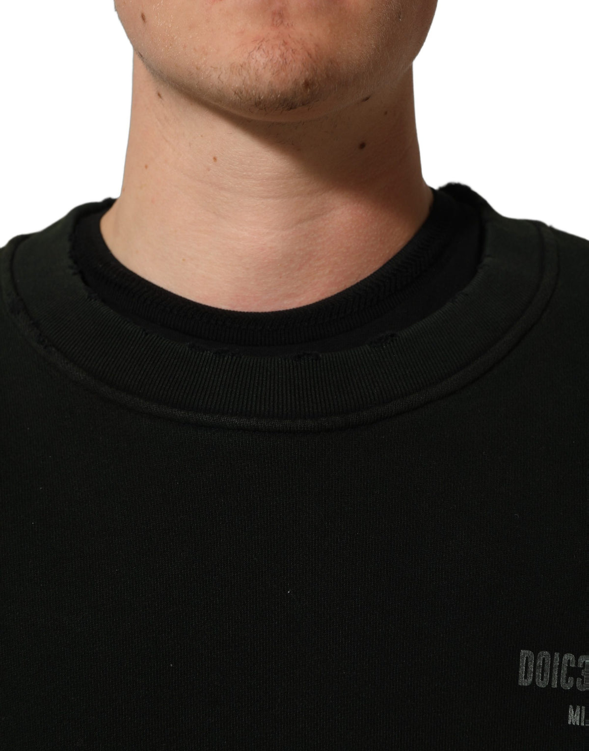 Dolce & Gabbana Black Cotton Crew Neck Men Sweatshirt Sweater