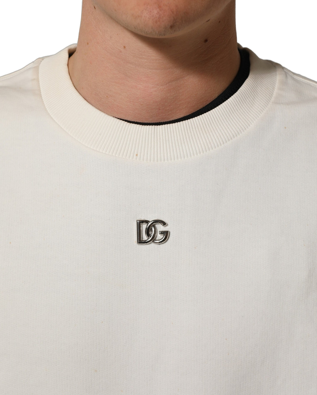 Dolce & Gabbana White DG Logo Crew Neck Sweatshirt Sweater