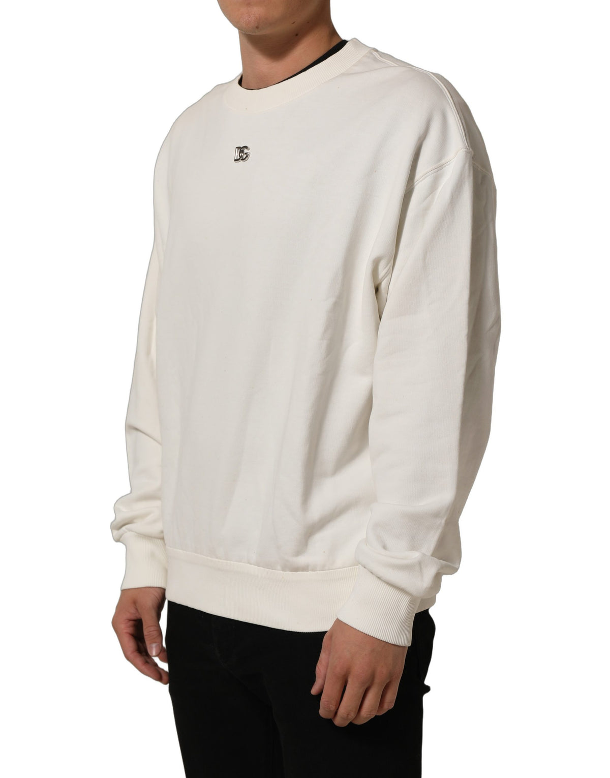 Dolce & Gabbana White DG Logo Crew Neck Sweatshirt Sweater
