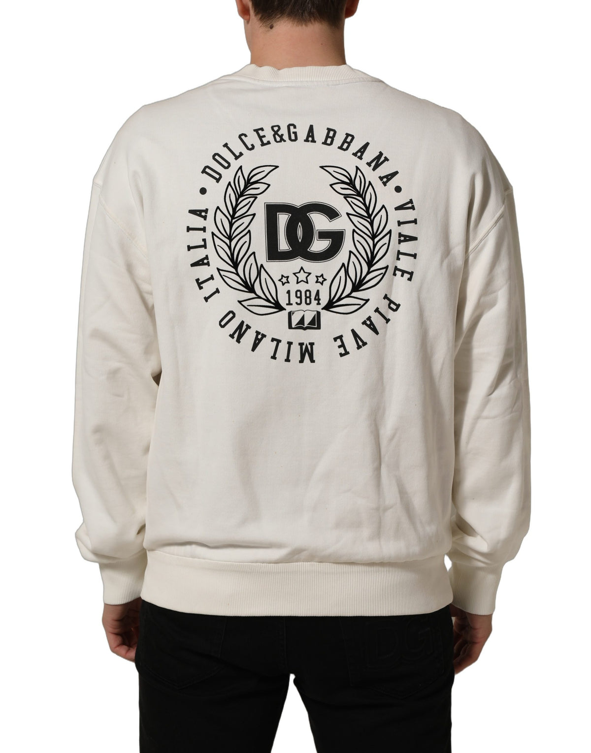 Dolce & Gabbana White DG Logo Crew Neck Sweatshirt Sweater