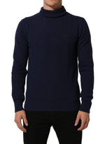 Dolce & Gabbana Blue Wool Knit Turtleneck Pullover Sweater