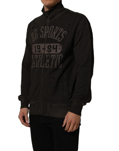 Dolce & Gabbana Brown Logo Print Full Zip Sweatshirt Sweater