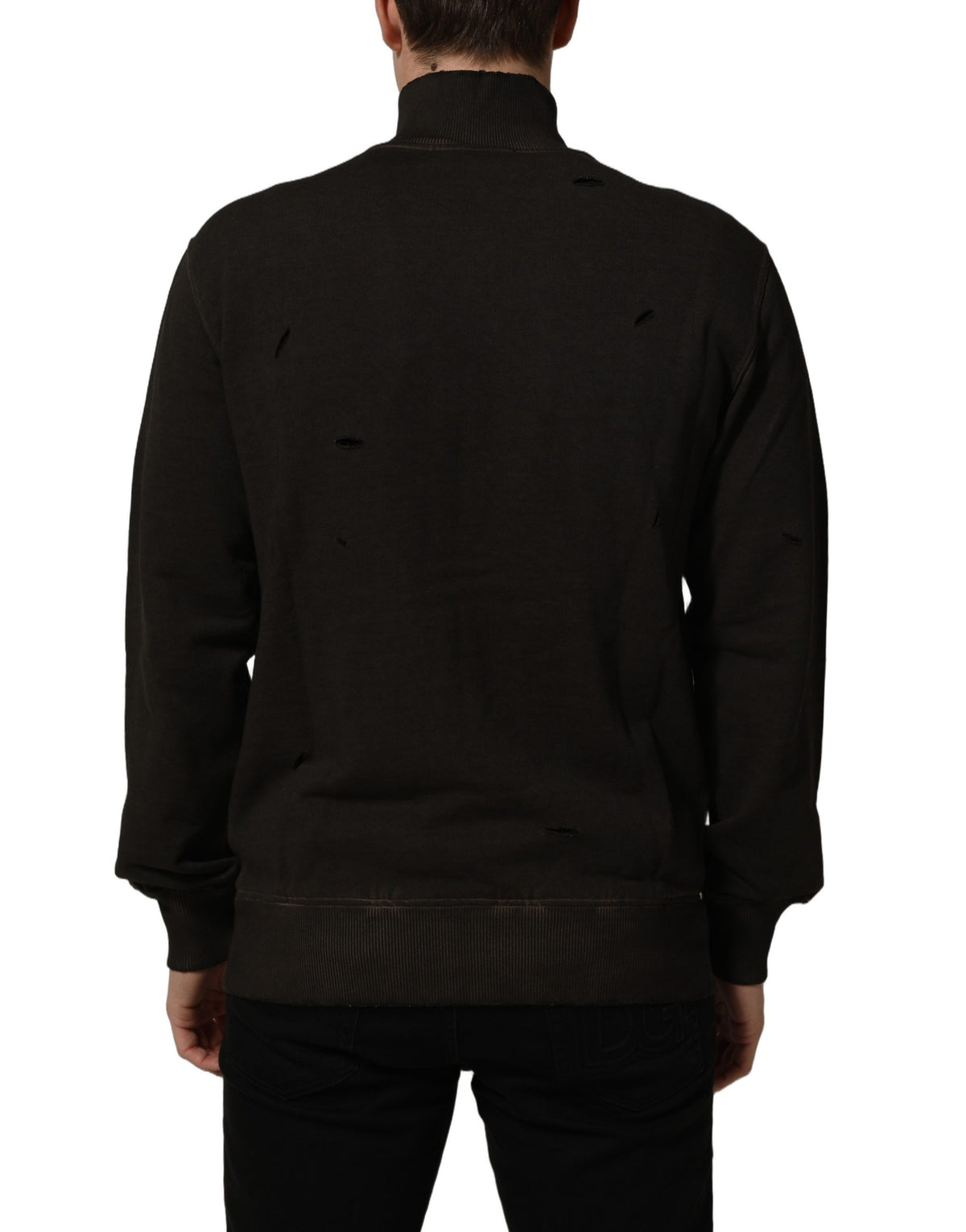 Dolce & Gabbana Brown Logo Print Full Zip Sweatshirt
