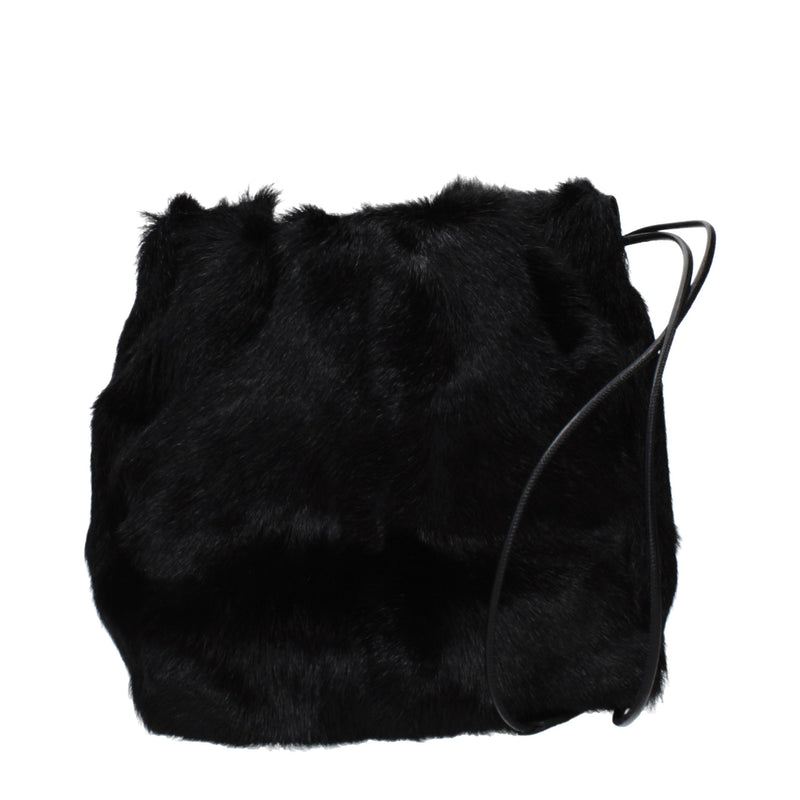Jil Sander Black Fur Shoulder Bag - Elegant & Stylish