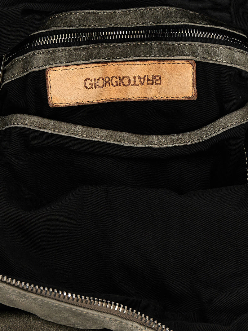 GIORGIO BRATO Sac à dos en cuir d'agneau gris