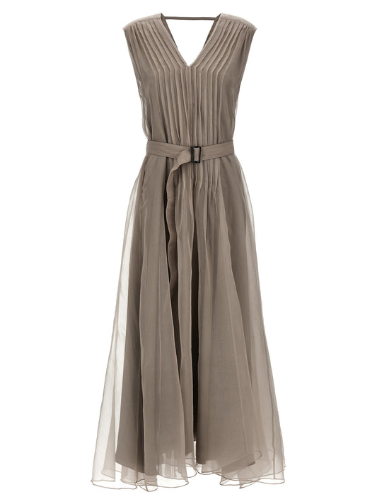 Brunello Cucinelli Beige Silk Long Dress