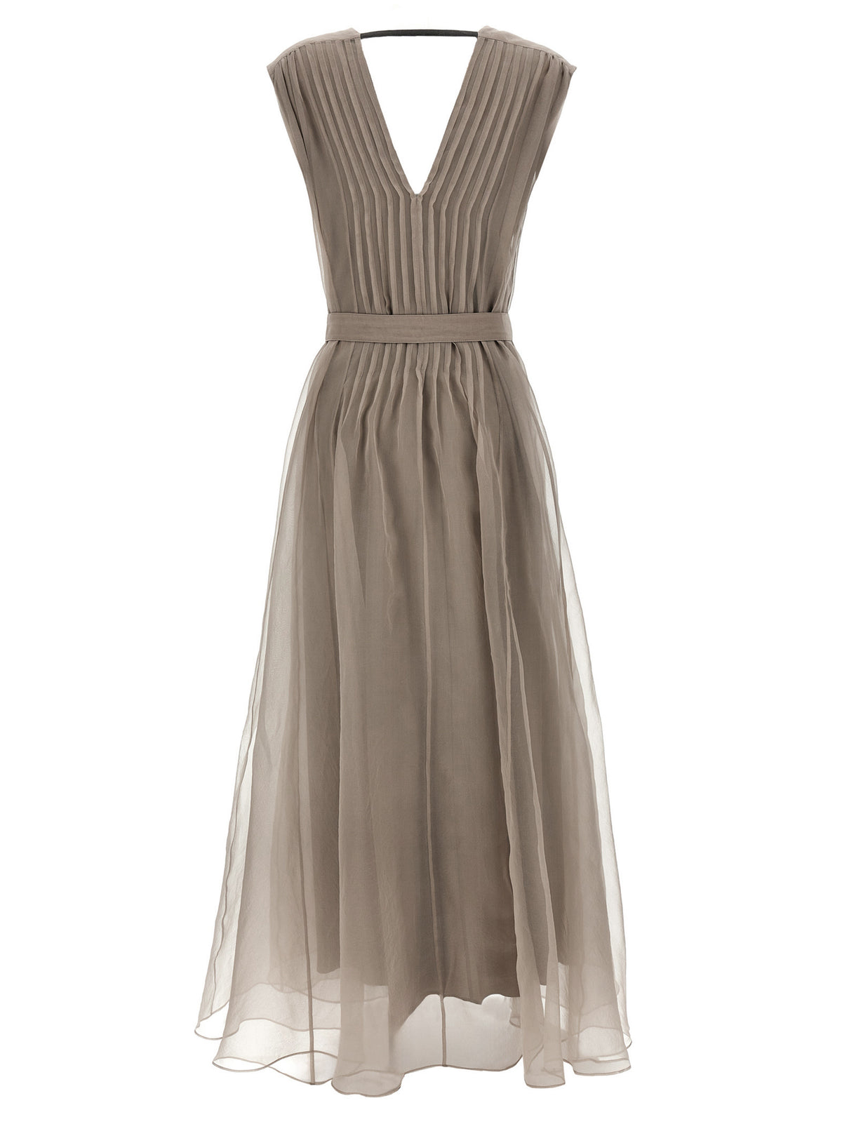 Robe longue en soie beige Brunello Cucinelli