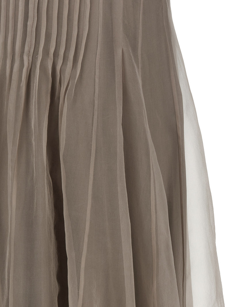 Robe longue en soie beige Brunello Cucinelli