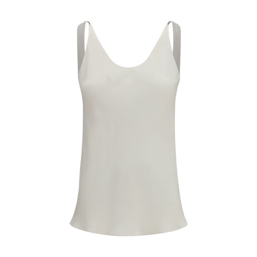 Brunello Cucinelli Beige Silk Blouse - Elegant Crêpe Sablé Top