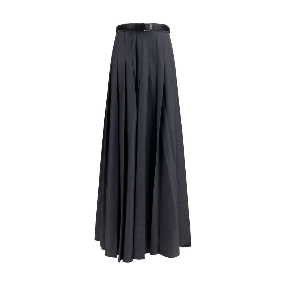 Jupe longue Self-Portrait grise en polyester