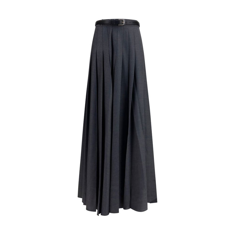 Self-Portrait Gray Polyester Long Skirt