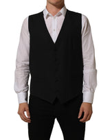 Dolce & Gabbana Black Wool Stretch Waistcoat Formal Vest