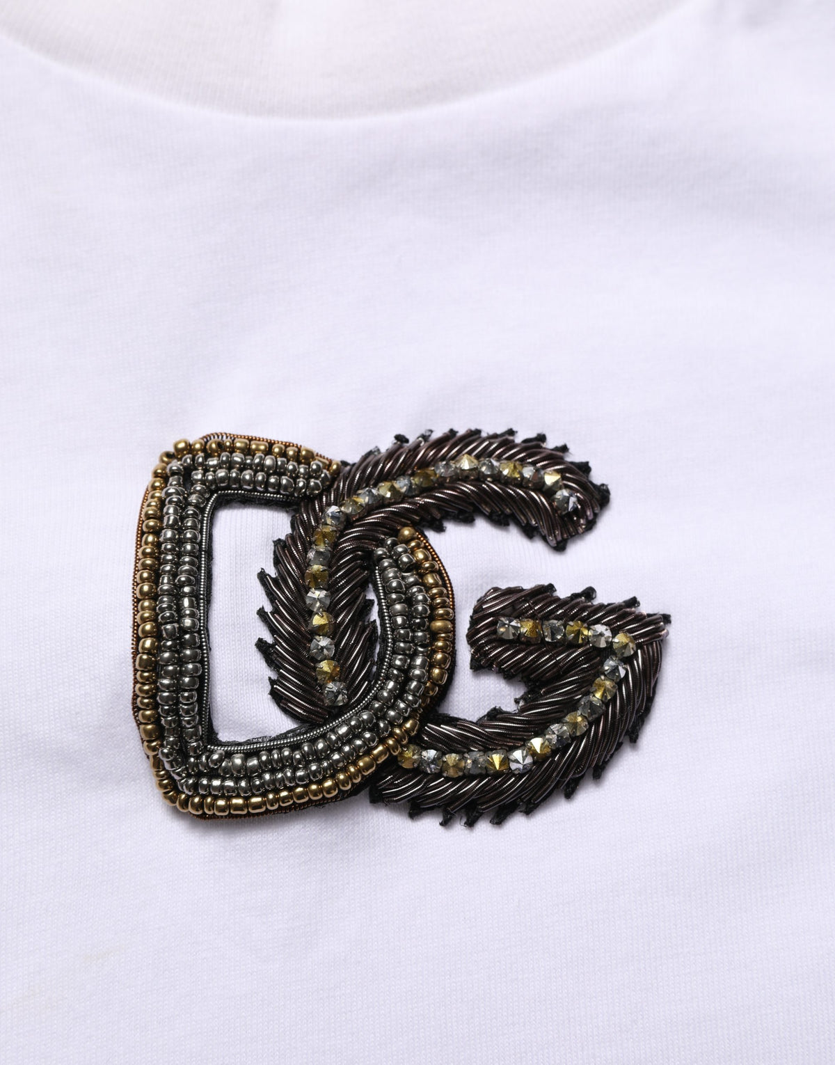Dolce & Gabbana White DG Logo Cotton Crew Neck Men T-shirt