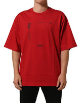 Dolce & Gabbana Red Cotton Graphic Print Crew Neck T-shirt