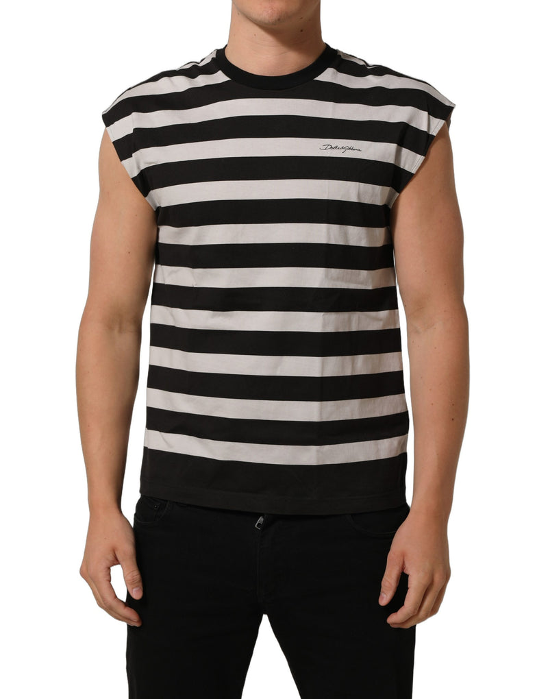 Débardeur en coton rayé noir et blanc Dolce & Gabbana