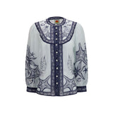 FARM RIO White Ramie Blouse - Elegant Seaside Print