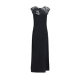 Ferragamo Black Silk Cocktail Dress with Lace Inset