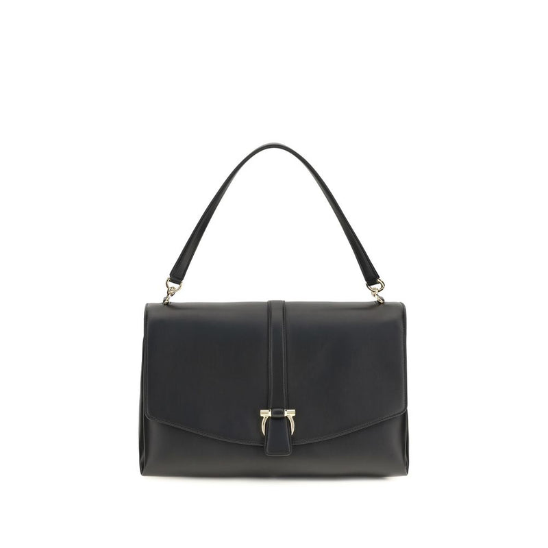 Ferragamo Black Calf Leather Mia Shoulder Bag