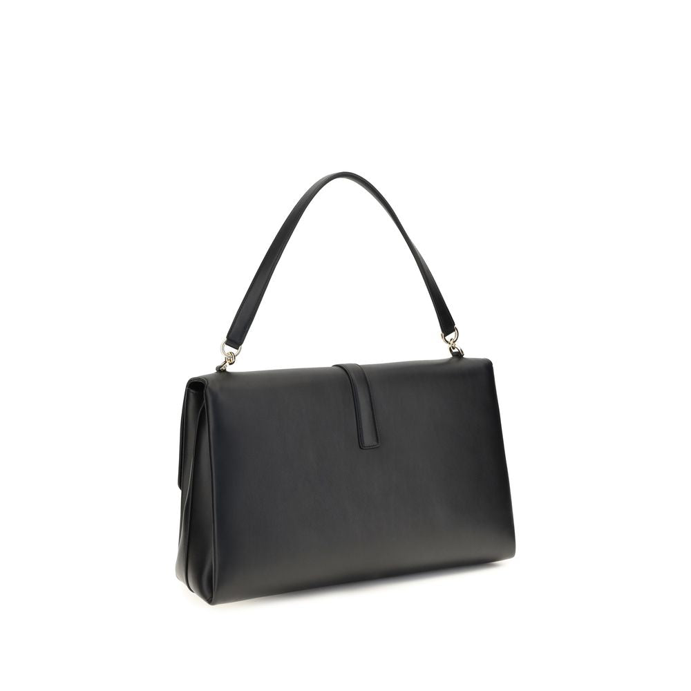 Ferragamo Black Calf Leather Mia Shoulder Bag