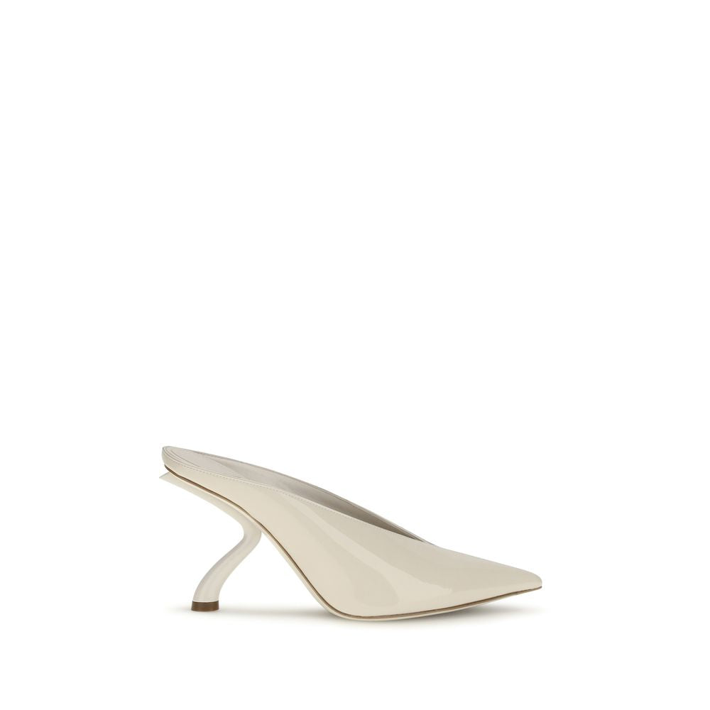 Ferragamo Beige Calf Leather Bos Taurus Mules for Women
