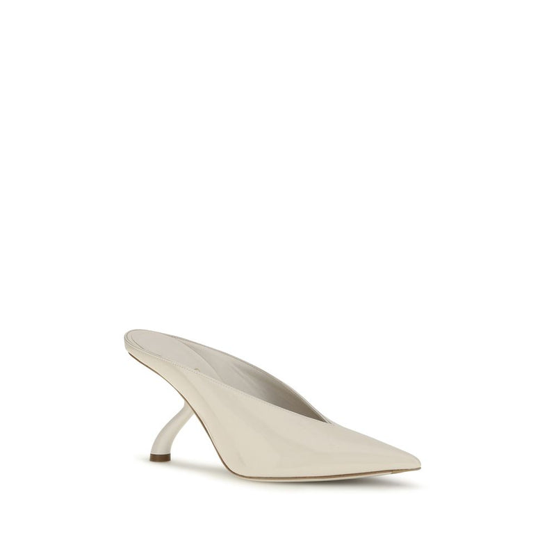 Ferragamo Beige Calf Leather Bos Taurus Mules for Women