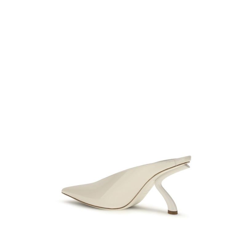 Ferragamo Beige Calf Leather Bos Taurus Mules for Women