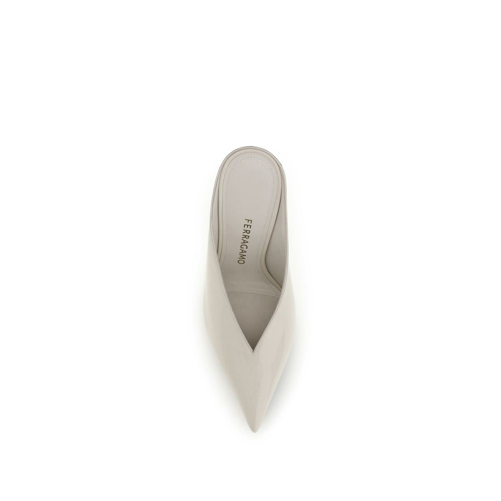 Ferragamo Beige Calf Leather Bos Taurus Mules for Women