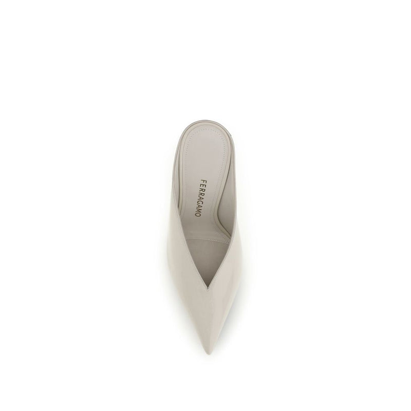 Ferragamo Beige Calf Leather Bos Taurus Mules for Women
