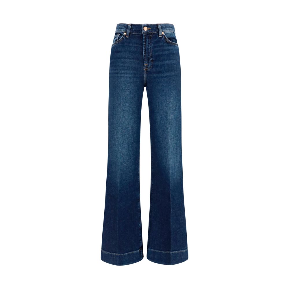 7FOR Blue Cotton Flared Jeans - Modern Dojo Style