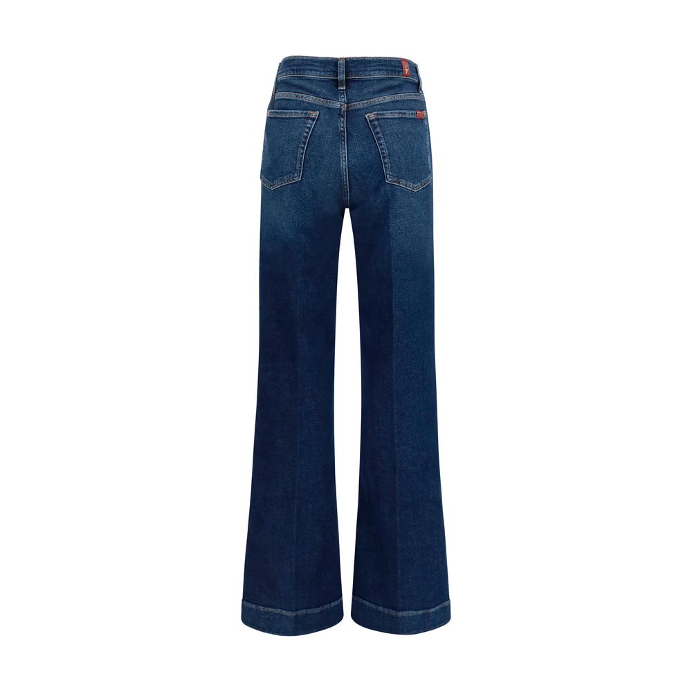 7FOR Blue Cotton Flared Jeans - Modern Dojo Style