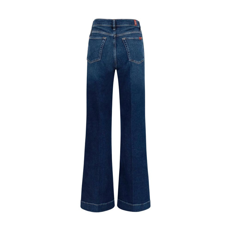 7FOR Blue Cotton Flared Jeans - Modern Dojo Style