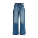 7FOR Blue Cotton Straight-Leg Jeans for Women