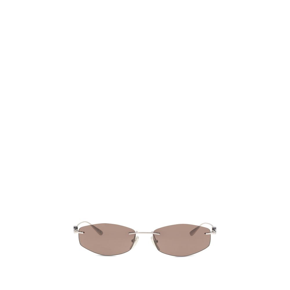 Balenciaga Silver Metal Sunglasses - Geometric Oval Design